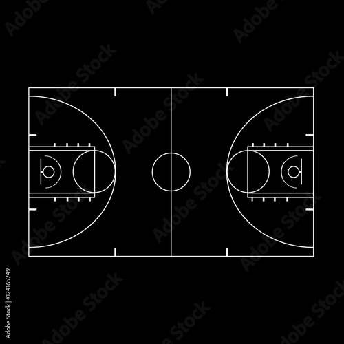 Basketball court icon isolated on black background