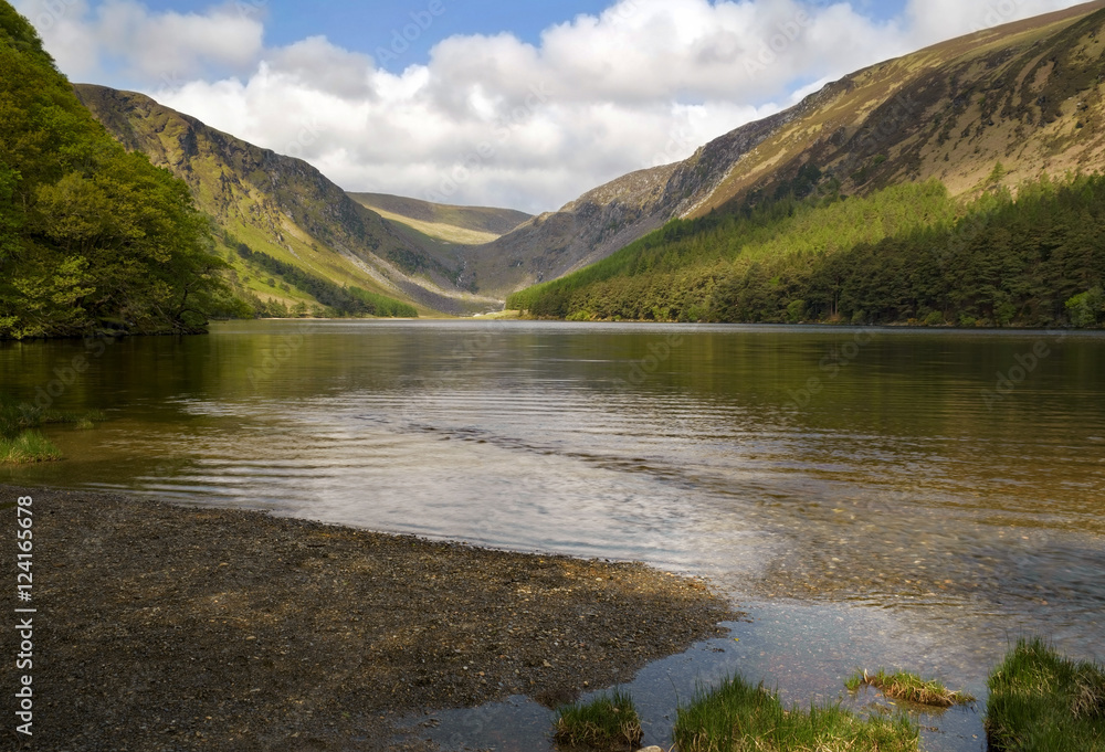 Peaceful lake Glendalough wicklow mountains, ireland Peaceful lake Glendalough wicklow mountains, ireland