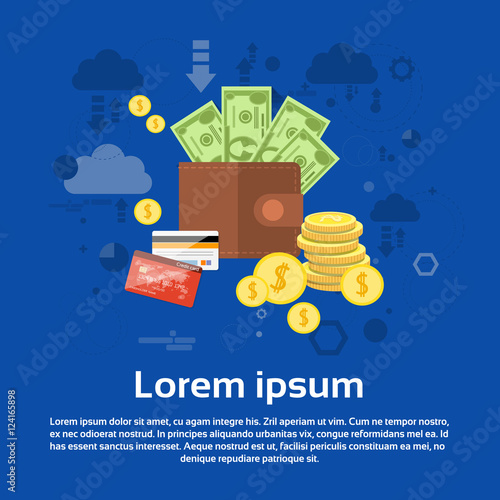 Online Banking Internet Electronic Payment Money Credit Card Wallet Business Web Banner Flat Vector Illustration