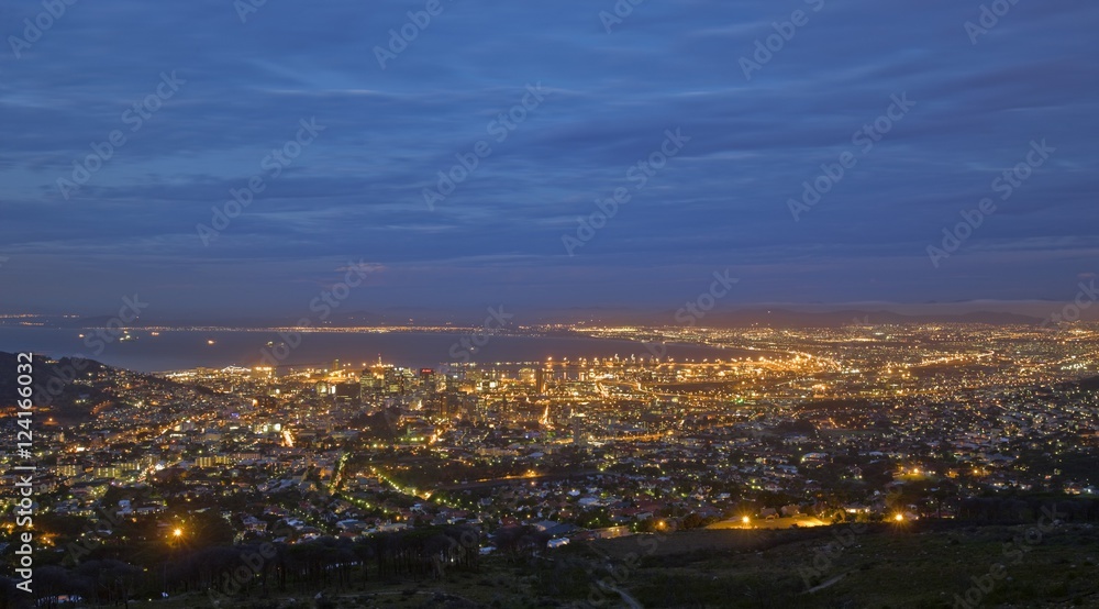 View Of Cape Town At Night From Table Mountain, South Africa, Africa View Of Cape Town At Night From Table Mountain, South Africa, Africa