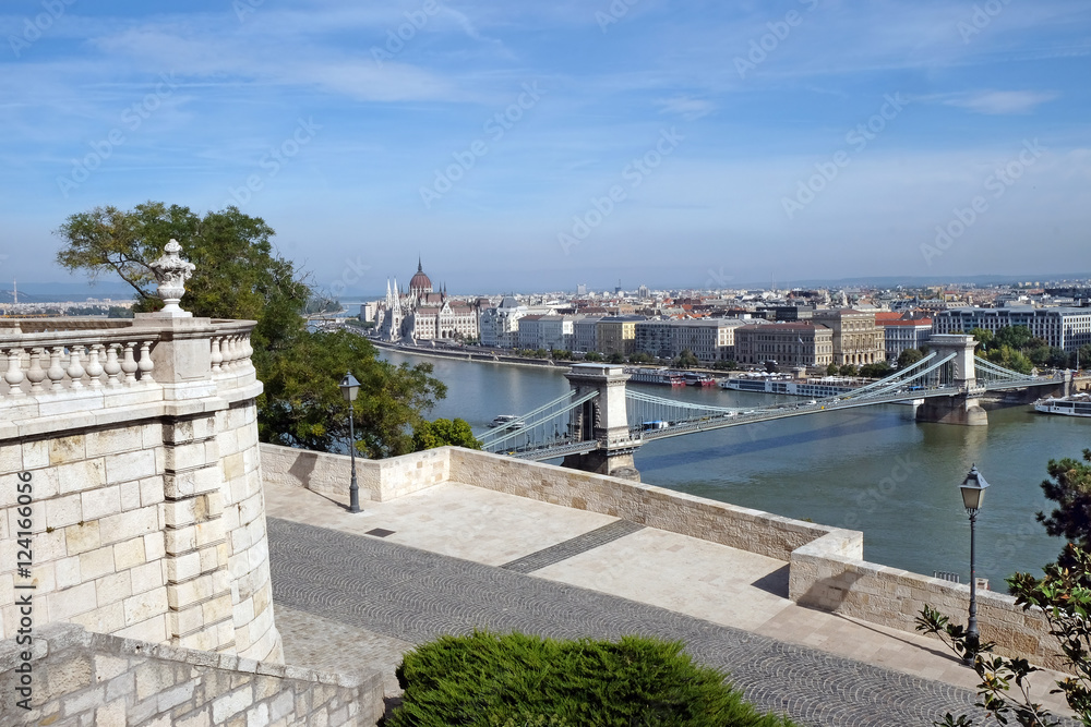 Top view from Buda castle of the  Budapest