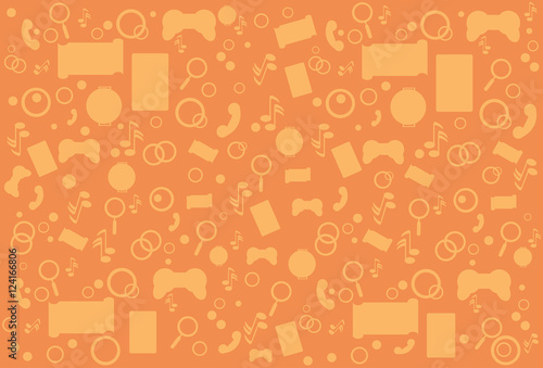 Modern Abstract Mobile Application Top Angle View Contour over Orange Background Vector Illustration