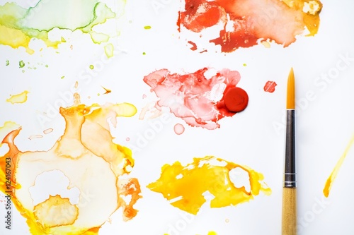 Paint Splatters And Paint Brush
