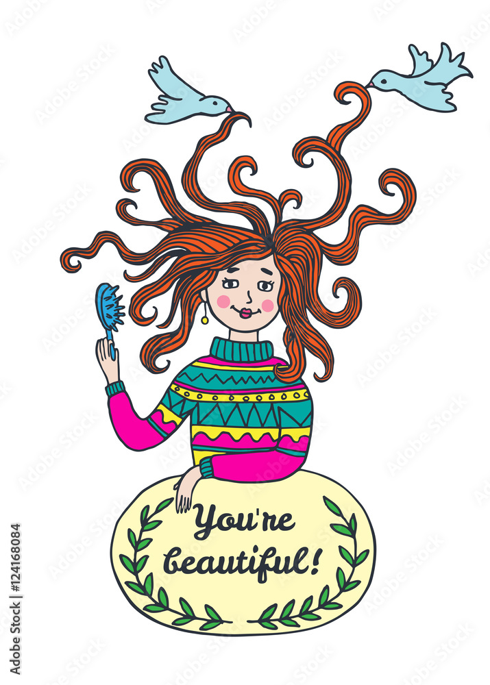 Stylish beautiful card with girl Stylish beautiful card with girl