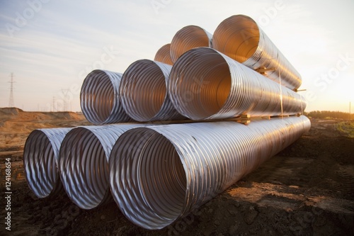 Stack Of Culvert Pipes; Edmonton, Alberta, Canada