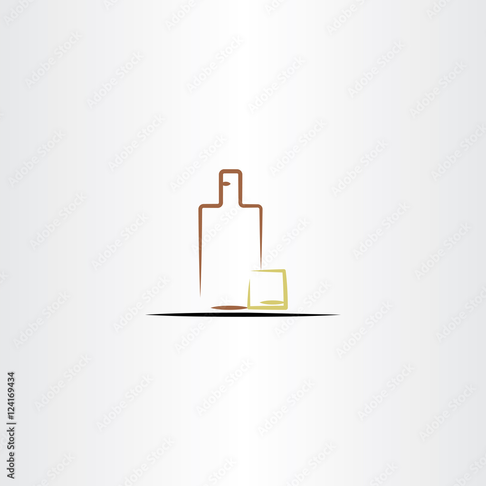 whisky glass and bottle vector icon whisky glass and bottle vector icon