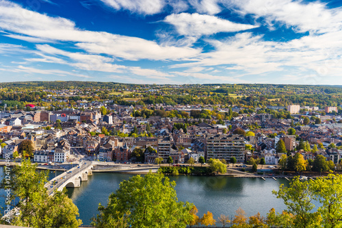 Aerial view of city Namur and Meuse river, Belgium photo