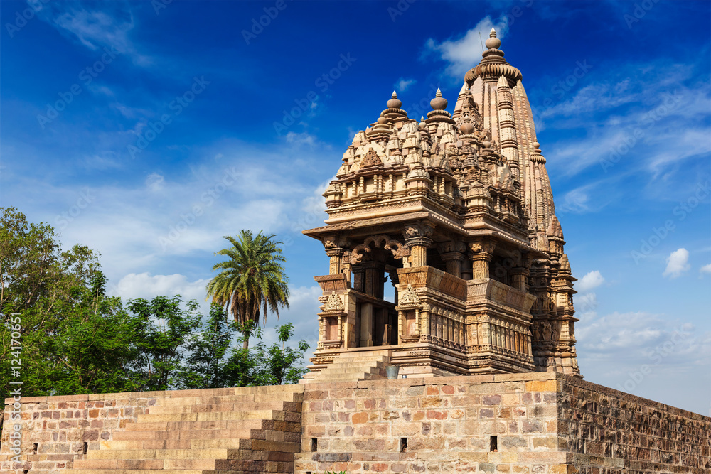 Famous temples of  Khajuraho with sculptures, India