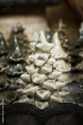 Porcelain Christmas tree as decoration. Modern design.