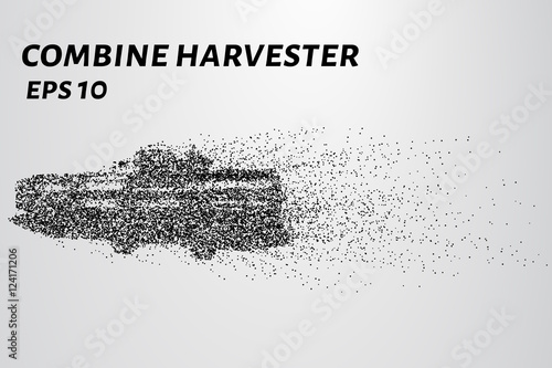 Harvester of particles. The harvester consists of small circles. Combine into smaller molecules. Vector illustration