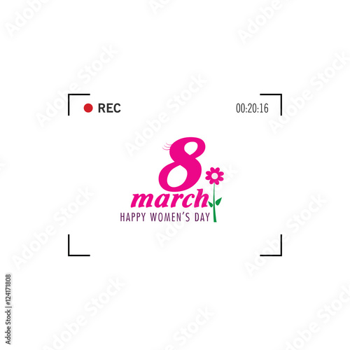 happy 8 march design in focus icon illustration