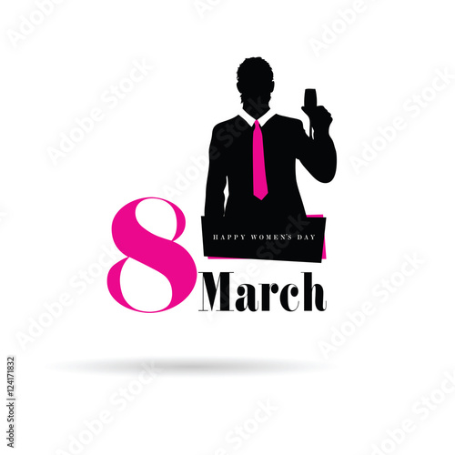 happy 8 march design with man silhouette icon illustration
