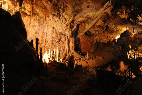 Stalactites and stalagmites inside the Postojna cave (Postojna Jama), Slovenia 