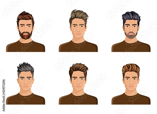 Men used to create the hair style of the character beard, mustache men fashion, image, stylish hipstel face, use options. Vector illustration