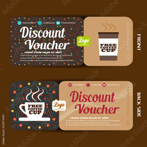 Discount voucher vector illustration to increase sales of coffee in cafe and bar.