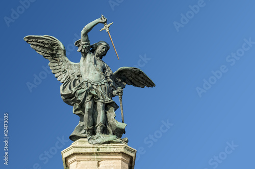 Saint Michael statue at top of Castel Sant Angelo in Rome