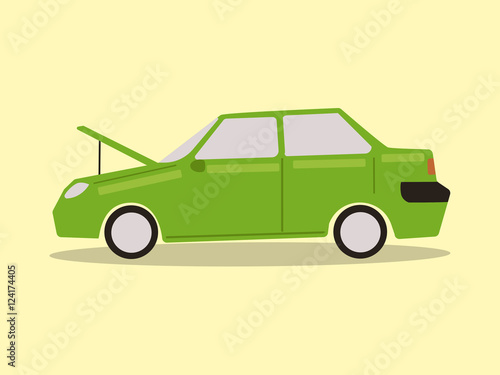 Broke down car cartoon vector illustration