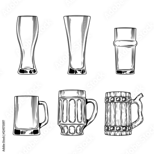 Set of vector icons beer glasses