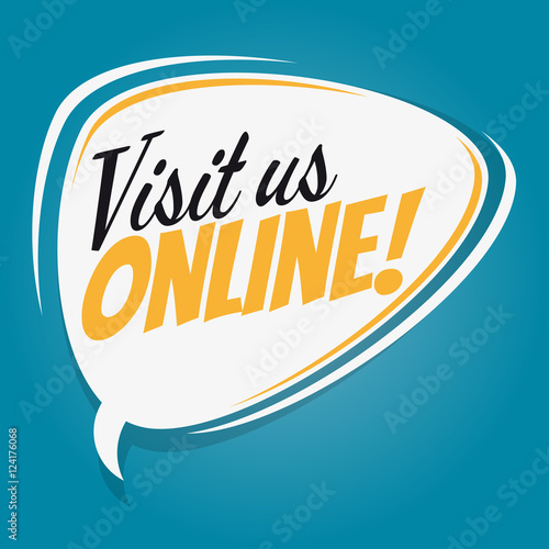 visit us online retro speech balloon