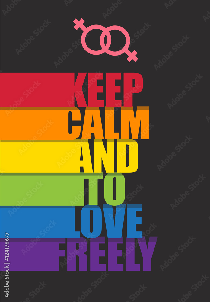 Poster with motivation to keep calm and to love freely. Black ...