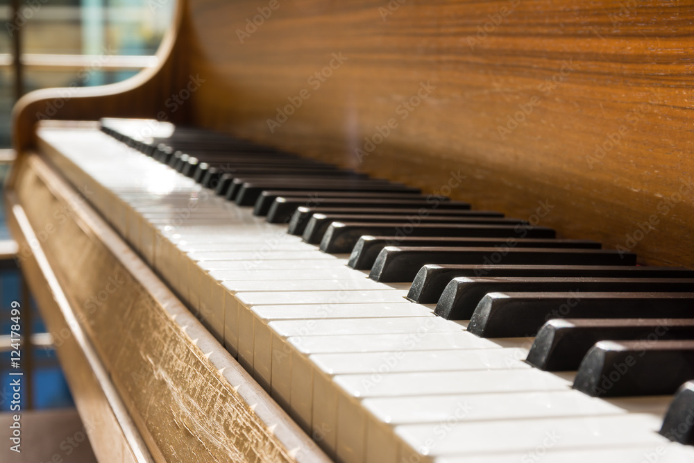 Piano Keys White Black Wood Grain Closeup Detail Warm Relax Empt Piano Keys White Black Wood Grain Closeup Detail Warm Relax Empt