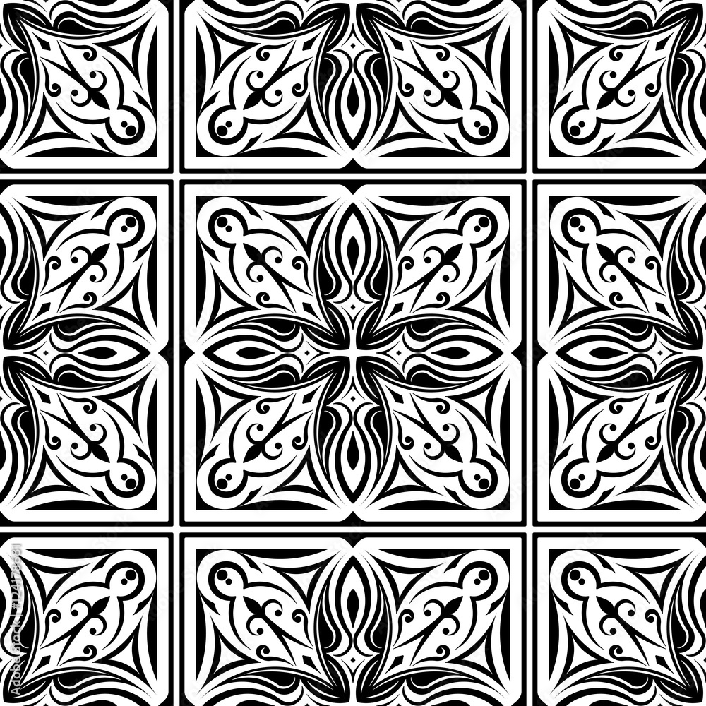 Seamless Abstract Tribal Black-White Pattern. Hand Drawn Ethnic Seamless Abstract Tribal Black-White Pattern. Hand Drawn Ethnic