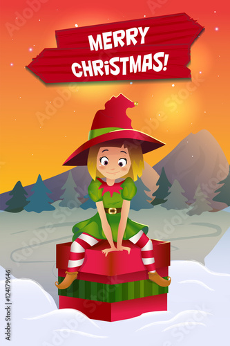 Merry christmas colorful card design, vector illustration