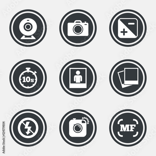 Photo, video icons. Camera, photos and frame.