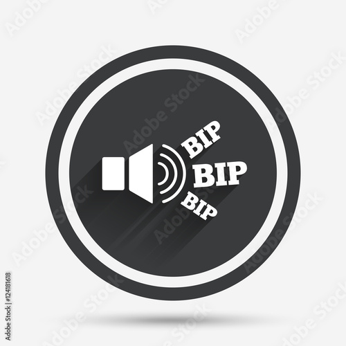 Speaker volume icon. Sound with BIP symbol.