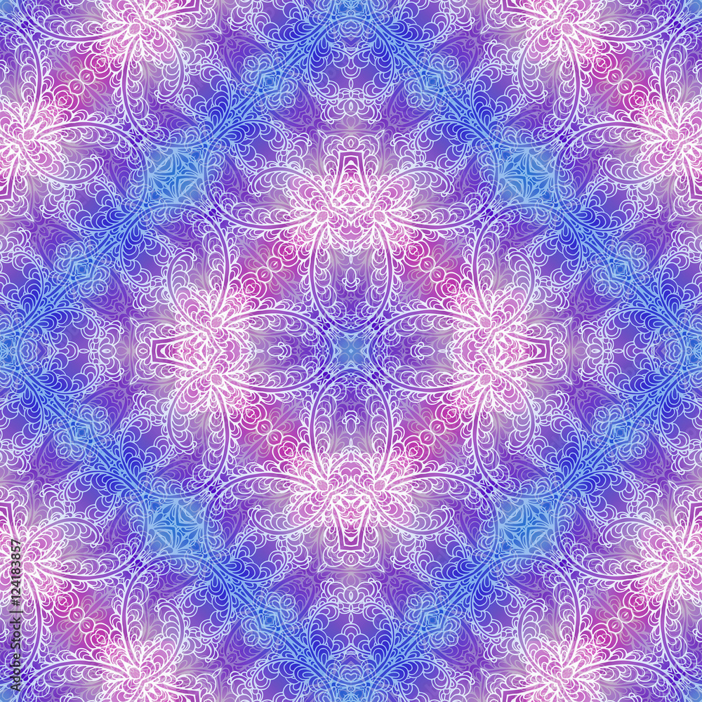 Bright seamless colorful ethnic christmas pattern. Collage with hand drawn branches, leaves, flowers. Batik style background, backdrop. Boho style. Imitation of the frost painting image on the window Bright seamless colorful ethnic christmas pattern. Collage with hand drawn branches, leaves, flowers. Batik style background, backdrop. Boho style. Imitation of the frost painting image on the window