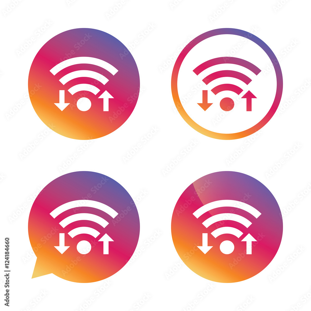 Wifi signal sign. Wi-fi upload, download symbol. Wifi signal sign. Wi-fi upload, download symbol.