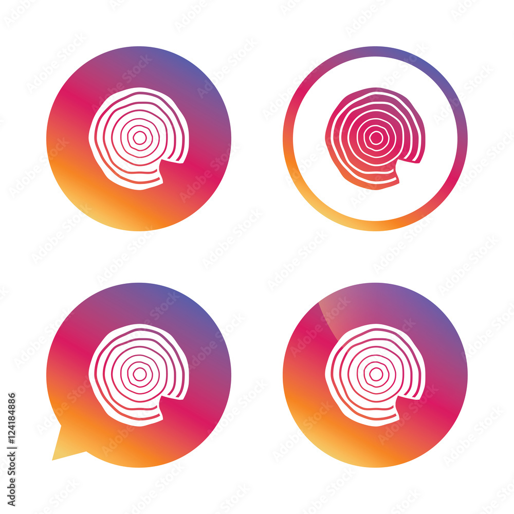 Wood sign icon. Tree growth rings. Wood sign icon. Tree growth rings.