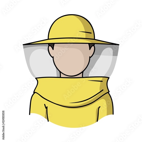 Beekeeper icon in cartoon style isolated on white background. Apairy symbol stock vector illustration
