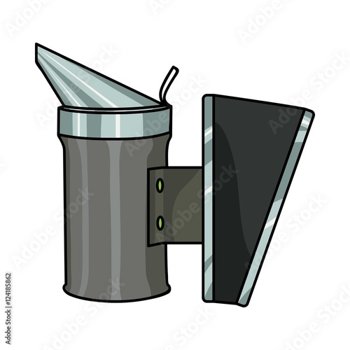 Bee smoker icon in cartoon style isolated on white background. Apairy symbol stock vector illustration