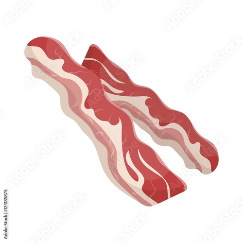 Bacon icon in cartoon style isolated on white background. Meats symbol stock vector illustration