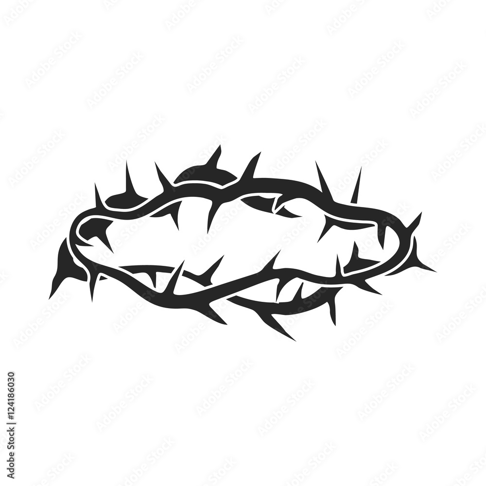 Crown of thorns icon in black style isolated on white background