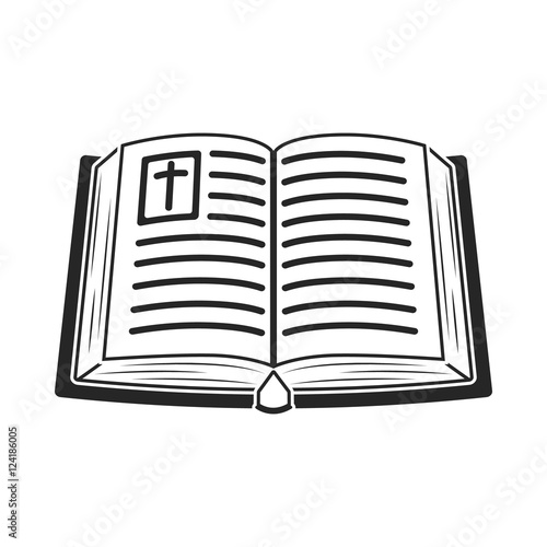 Bible icon in black style isolated on white background. Religion symbol stock vector illustration.