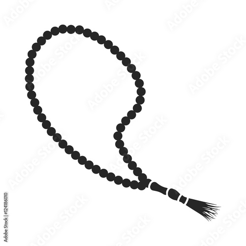 Islamic prayer beads icon in black style isolated on white background. Religion symbol stock vector illustration.