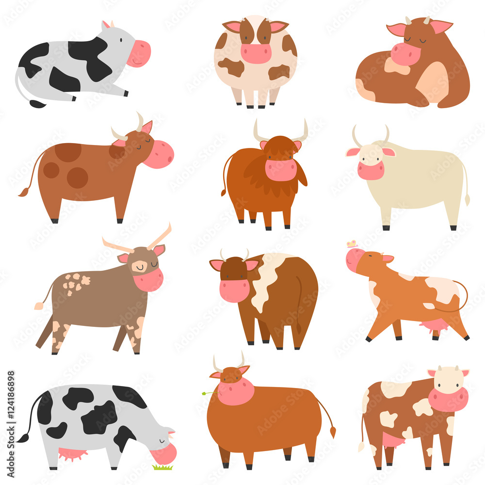 Obraz premium Cartoon cow characters