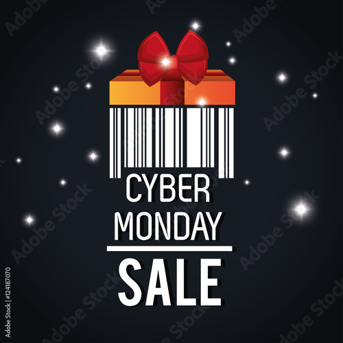 cyber monday sale barcode light black background vector illustration eps 10