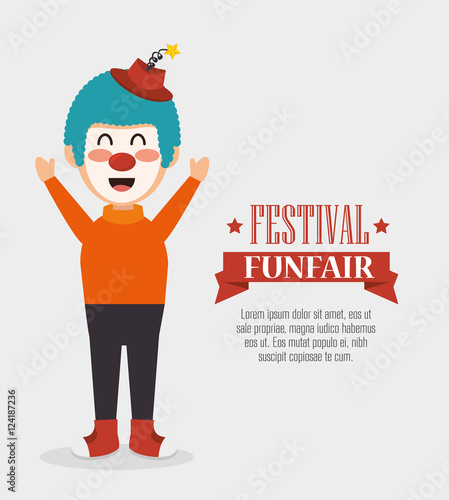 poster funny clown festival funfair vector illustration eps 10