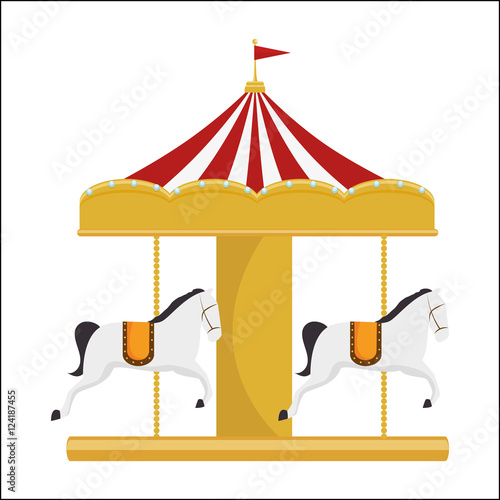 funny carousel horses circus festival vector illustration eps 10