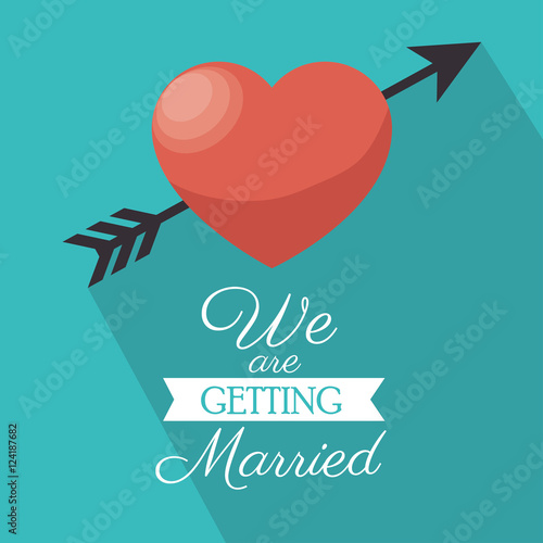 invitation we are getting married heart shadow vector illustration eps 10