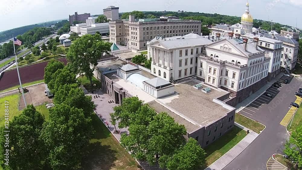 New Jersey State House aerial located in Trenton, NJ, slow rise. New Jersey State House aerial located in Trenton, NJ, slow rise.