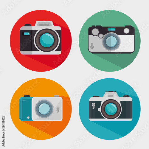 vintage and modern photo camera design, vector illustration graphic