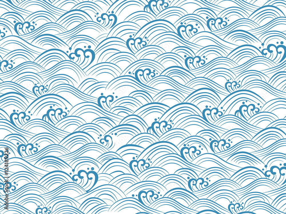 波の和柄パターン Stock Illustration Adobe Stock