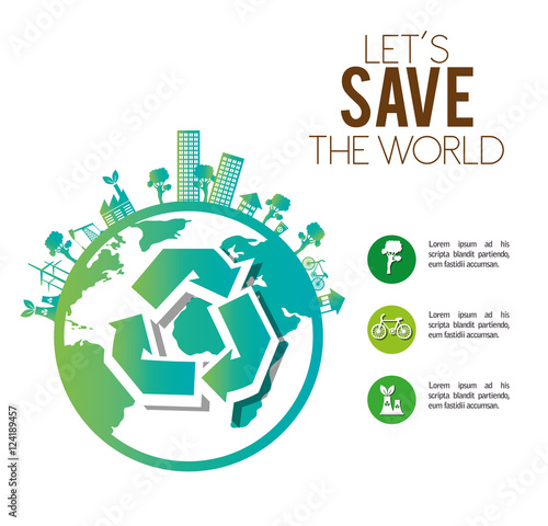 save the world urban industrial factory ecology design vector illustration