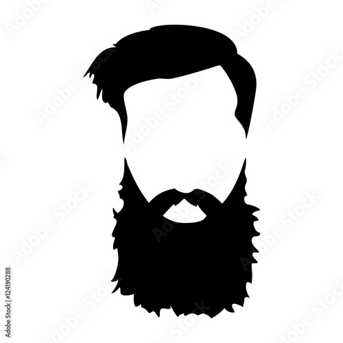 Hipster detailed hair and beards set. Fashion bearded man. Long beard with facial hair. Beard isolated on white background. Vector illustration EPS10