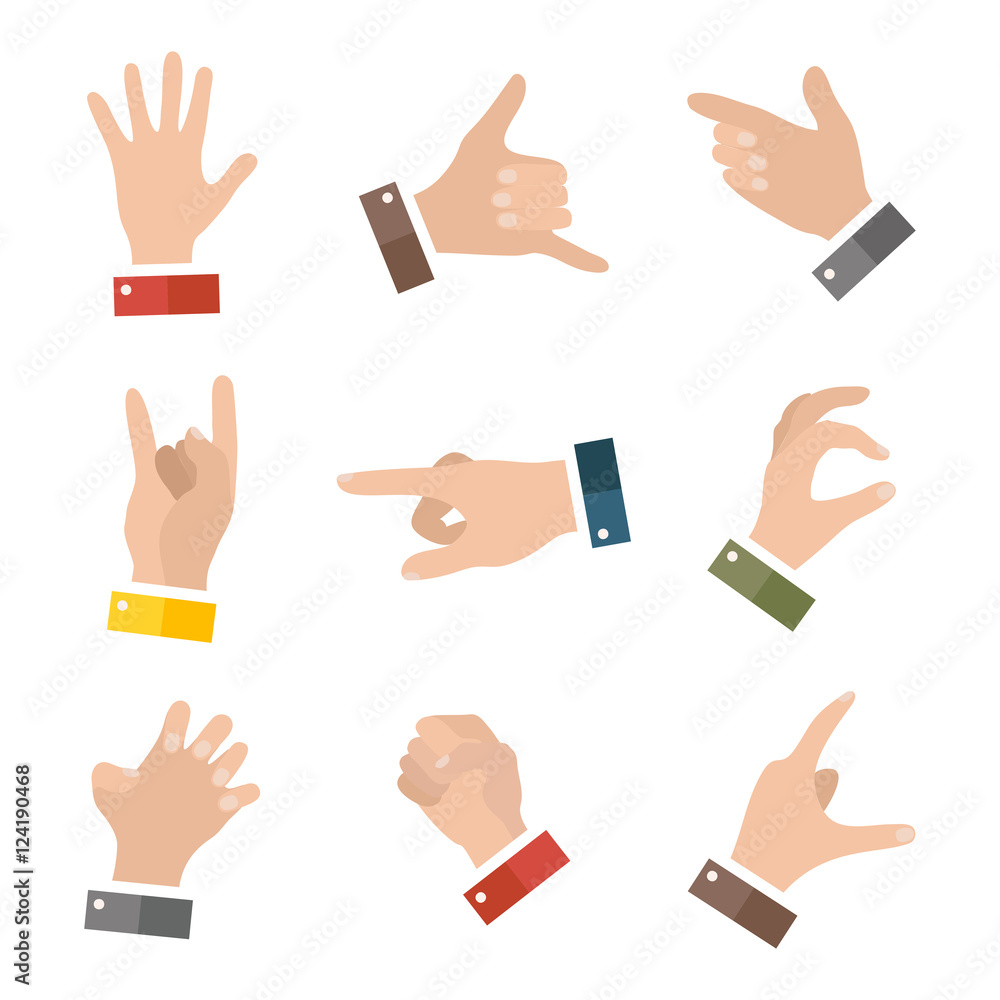 Empty hands holding protect giving gestures icons set isolated on white. Vector illustration Empty hands holding protect giving gestures icons set isolated on white. Vector illustration