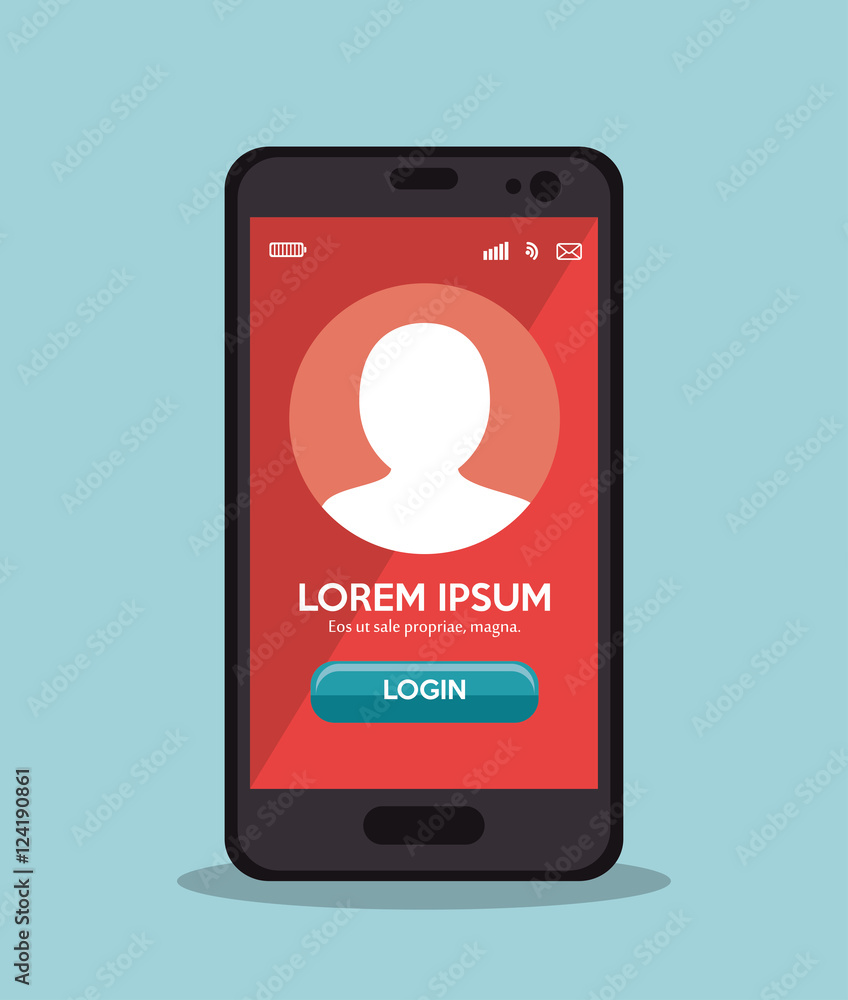 cellphone login app red screen vector illustration eps 10 cellphone login app red screen vector illustration eps 10